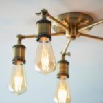 Endon Hal 5 Light Semi Flush Ceiling Light Antique Brass