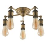 Endon Hal 5 Light Semi Flush Ceiling Light Antique Brass