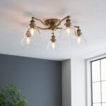 Hansen 5 Light Semi Flush Ceiling Light Antique Brass