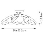 Endon Hoop 3 Light Semi Flush Ceiling Light Multi Plated
