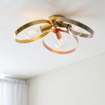 Endon Hoop 3 Light Semi Flush Ceiling Light Multi Plated