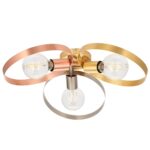Endon Hoop 3 Light Semi Flush Ceiling Light Multi Plated