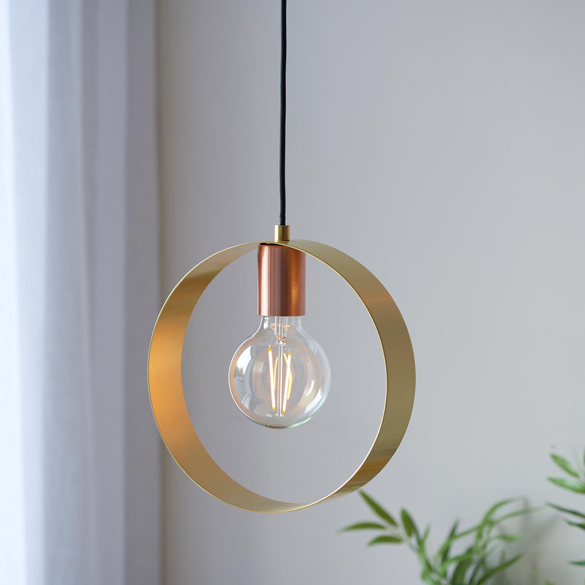 Endon Hoop Contemporary 1 Light Pendant Multi Plated