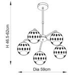 Endon Dimple Telescopic 5 Light Pendant Polished Chrome