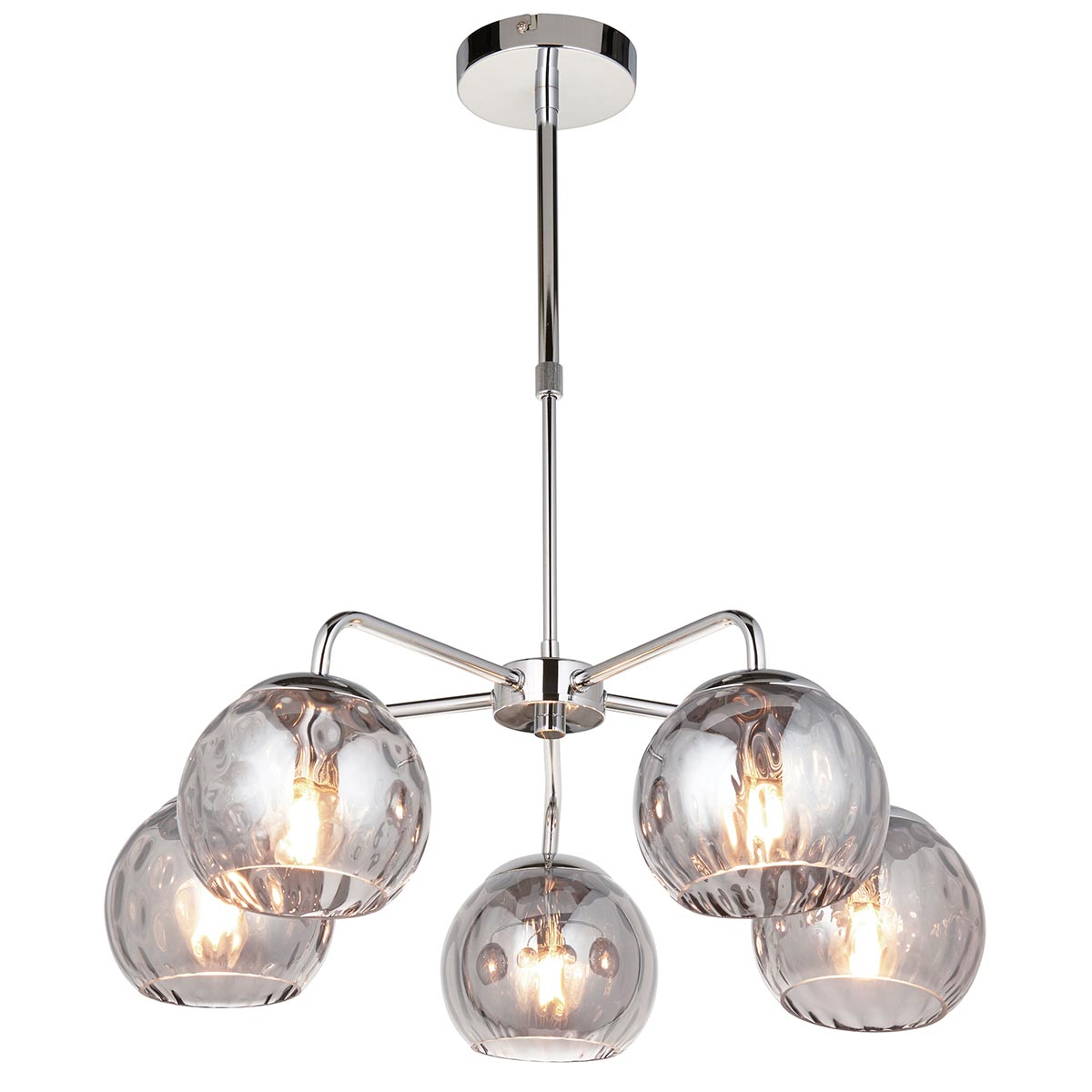 Endon Dimple Telescopic 5 Light Pendant Polished Chrome