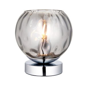 Dimple 1 light table lamp bowl in polished chrome on white background