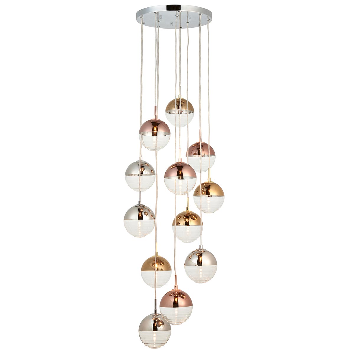 Paloma 12 Light Cluster Pendant Chrome, Copper, Gold