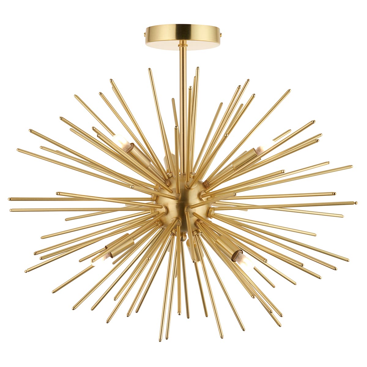 Endon Orta 6 Light Starburst Semi Flush Satin Brass