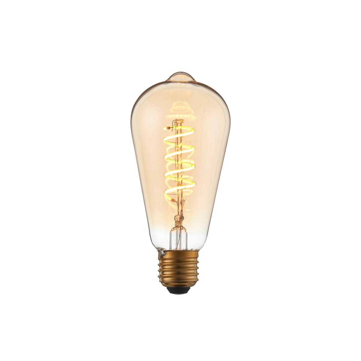 Dimmable 4w LED E27 Amber Twist Pear Bulb 280 Lumens 2200k