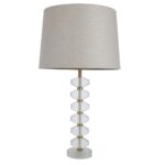 Annabelle Frosted Crystal Table Lamp Gold Linen Shade