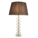 Annabelle Frosted Crystal Table Lamp Gold Charcoal Shade