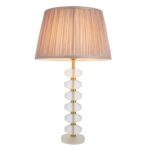 Annabelle Frosted Crystal Table Lamp Gold Pink Shade
