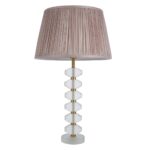 Annabelle Frosted Crystal Table Lamp Gold Pink Shade