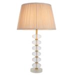 Annabelle Frosted Crystal Table Lamp Gold Oyster Shade