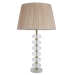 Annabelle Frosted Crystal Table Lamp Gold Oyster Shade