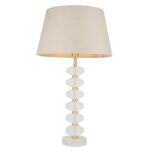 Annabelle Frosted Crystal Table Lamp Gold Grey Shade