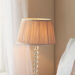 Endon Adelie Clear Crystal Table Lamp Pink Silk Shade