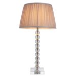Endon Adelie Clear Crystal Table Lamp Pink Silk Shade