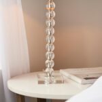 Endon Adelie Clear Crystal Table Lamp Grey Linen Shade
