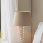 Endon Adelie Clear Crystal Table Lamp Grey Linen Shade