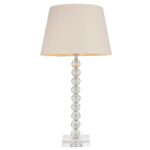Endon Adelie Clear Crystal Table Lamp Grey Linen Shade