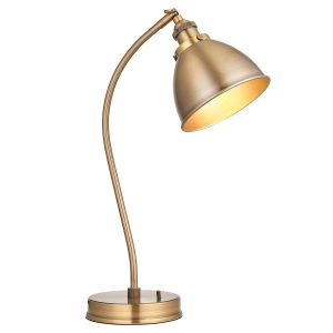 Franklin table reading lamp in antique brass plate on white background