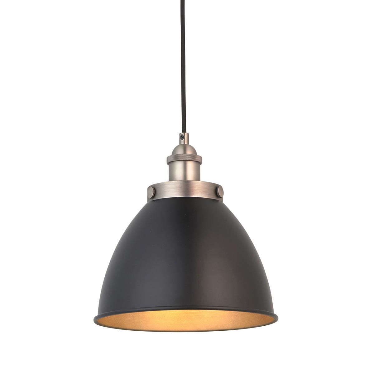 Endon Franklin Small Pendant Light Aged Pewter & Black