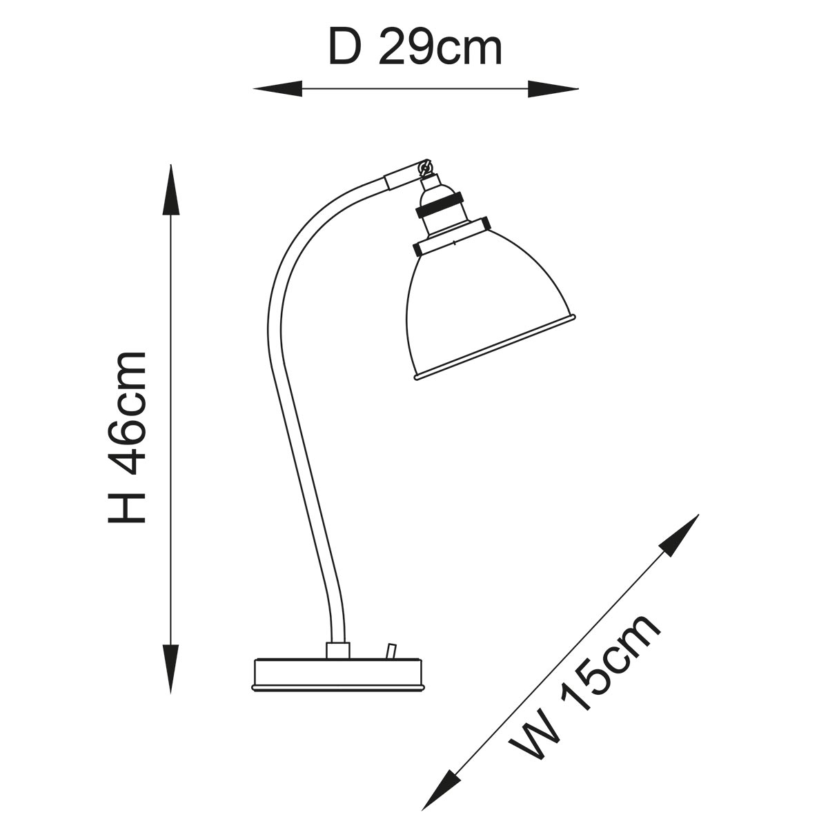 Endon Franklin Table Reading Lamp Aged Pewter & Black 98752