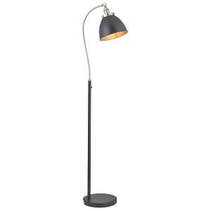 Franklin floor reading lamp in aged pewter and matt black on white background