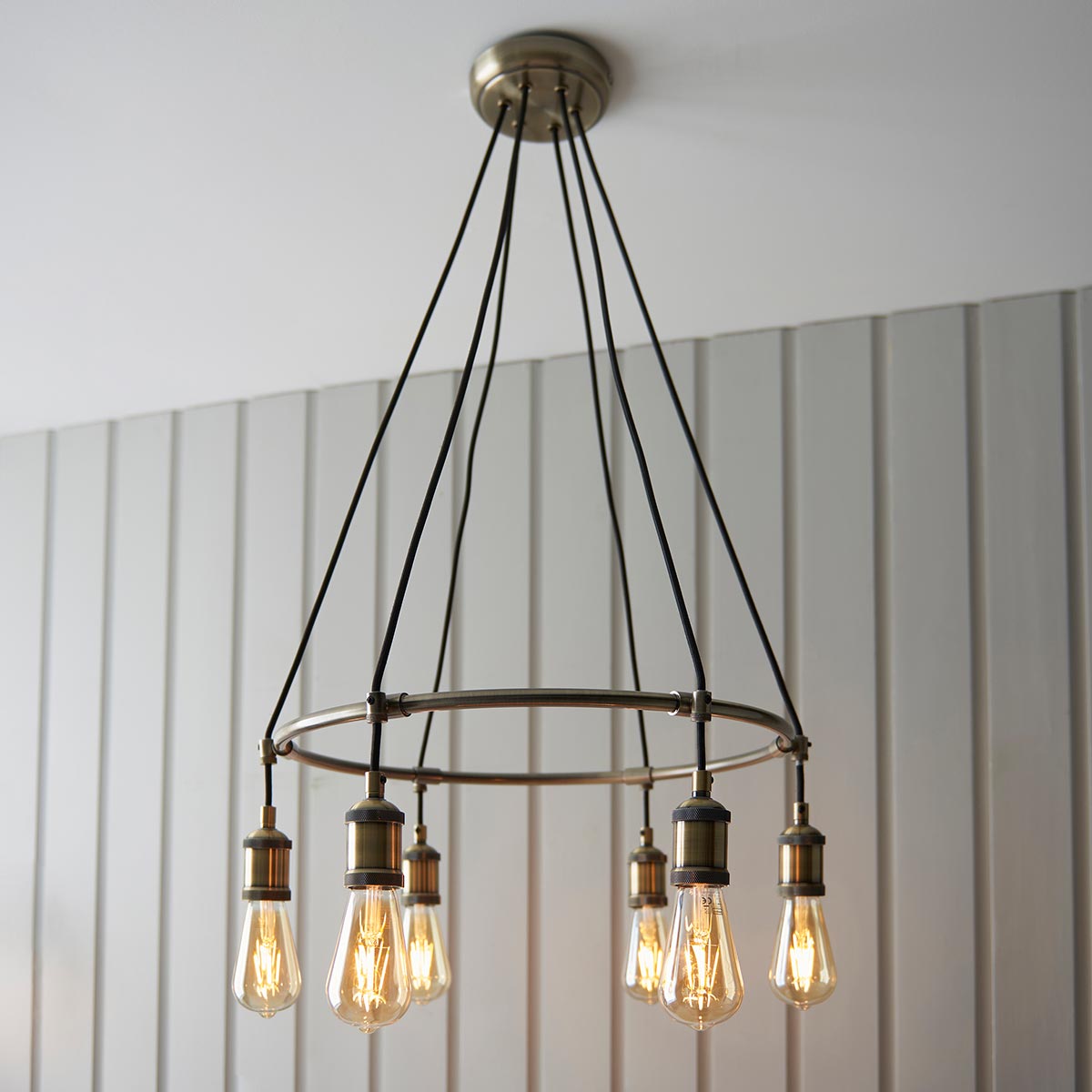 Endon Hal 6 Light Ceiling Pendant Antique Brass