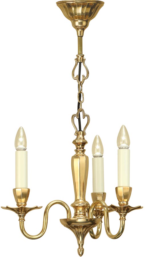 Asquith Victorian Style Solid Cast Brass 3 Light Chandelier