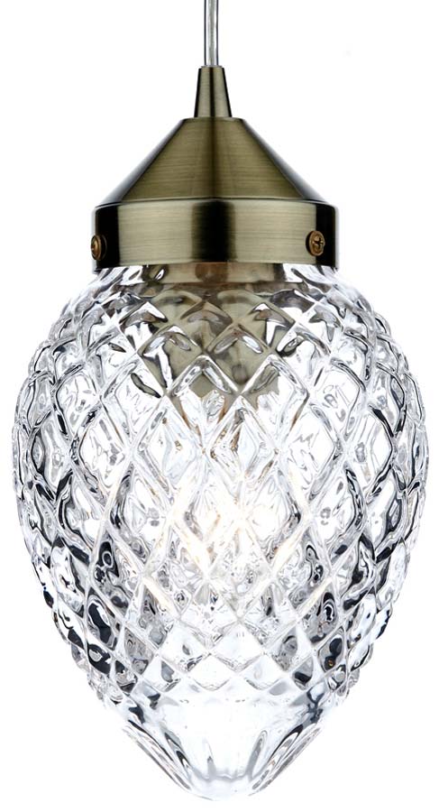 Cut Glass Pendant Light dar agatha acorn cut glass pendant light antique brass