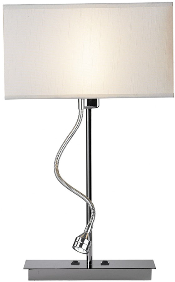 Dar Amalfi Chrome Table Lamp With LED Reading Light Cream Shade