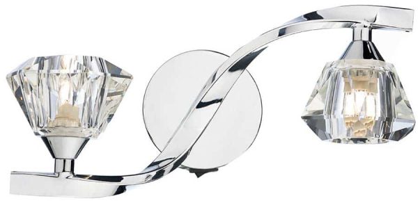 Dar Ancona Modern 2 Lamp Switched Wall Light Chrome