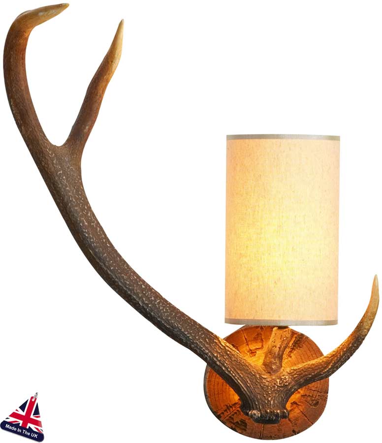 David Hunt Highland Rustic Antler Wall Light Left Hand UK Made