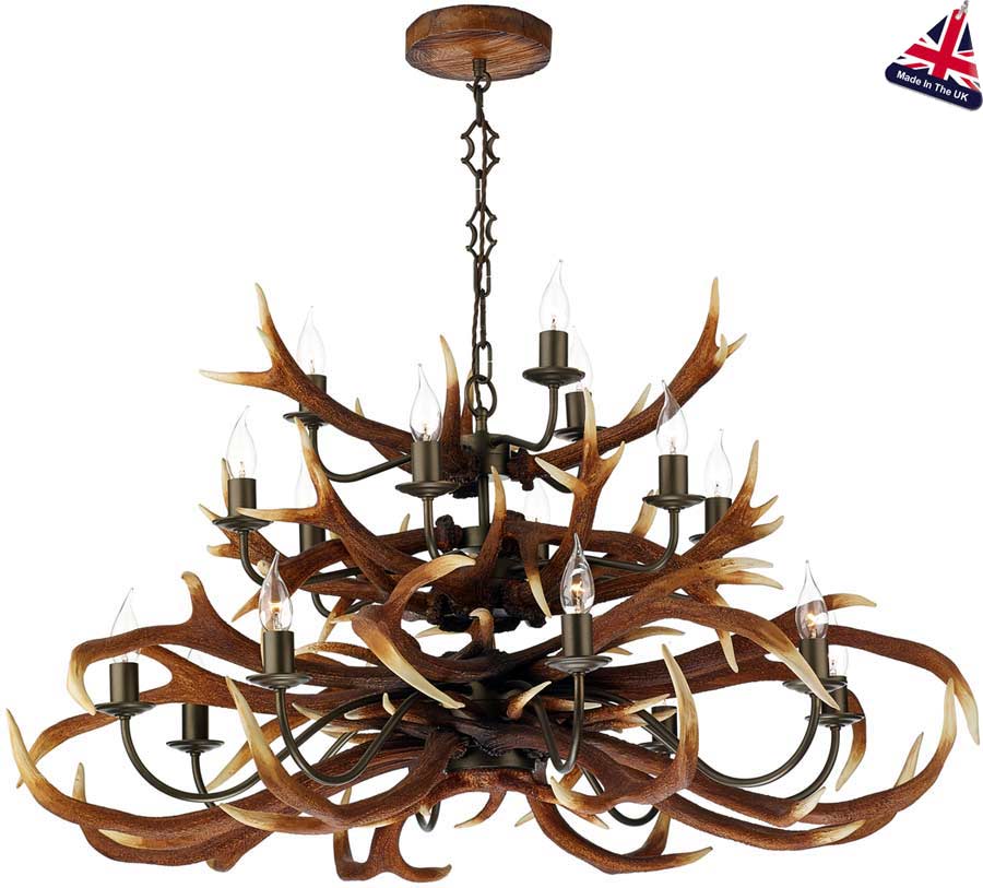 David Hunt Antler 17 Light Highland Rustic Large Chandelier