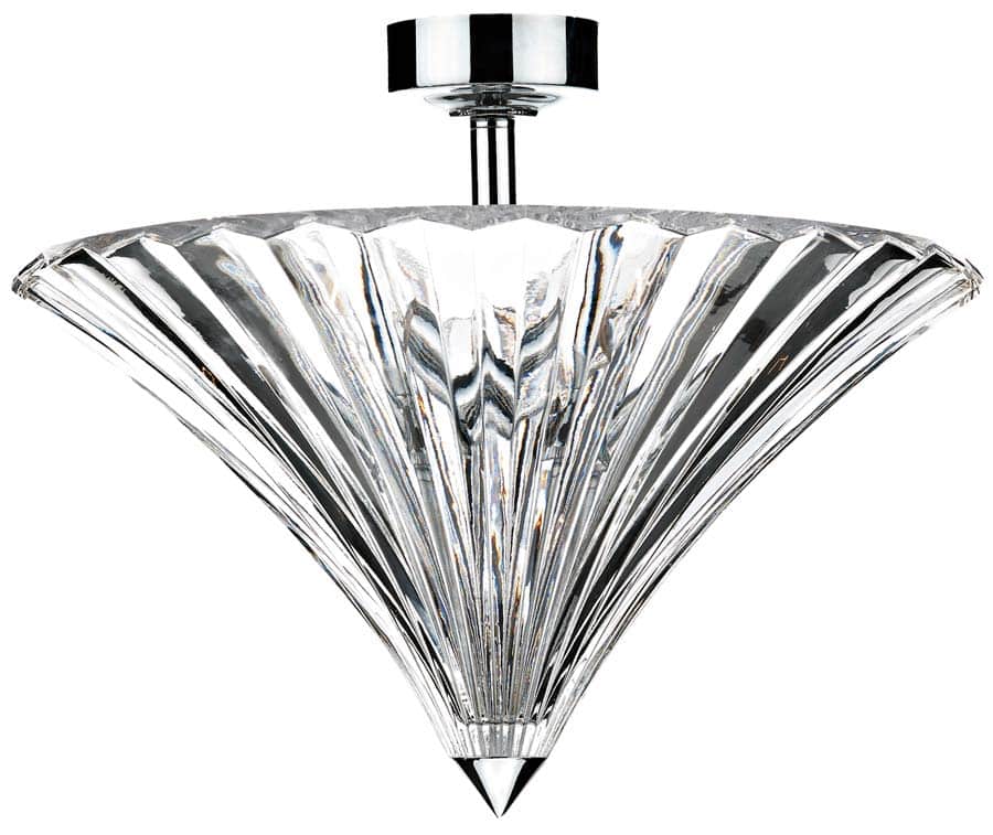 Dar Ardeche Art Deco 3 Light Semi Flush Fitting Chrome