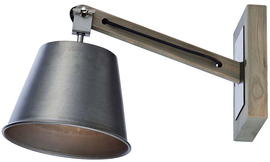 Dar Arken Modern Wooden Wall Light Silver Metal ARK0748