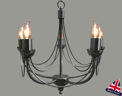 Small wrought shop iron chandelier