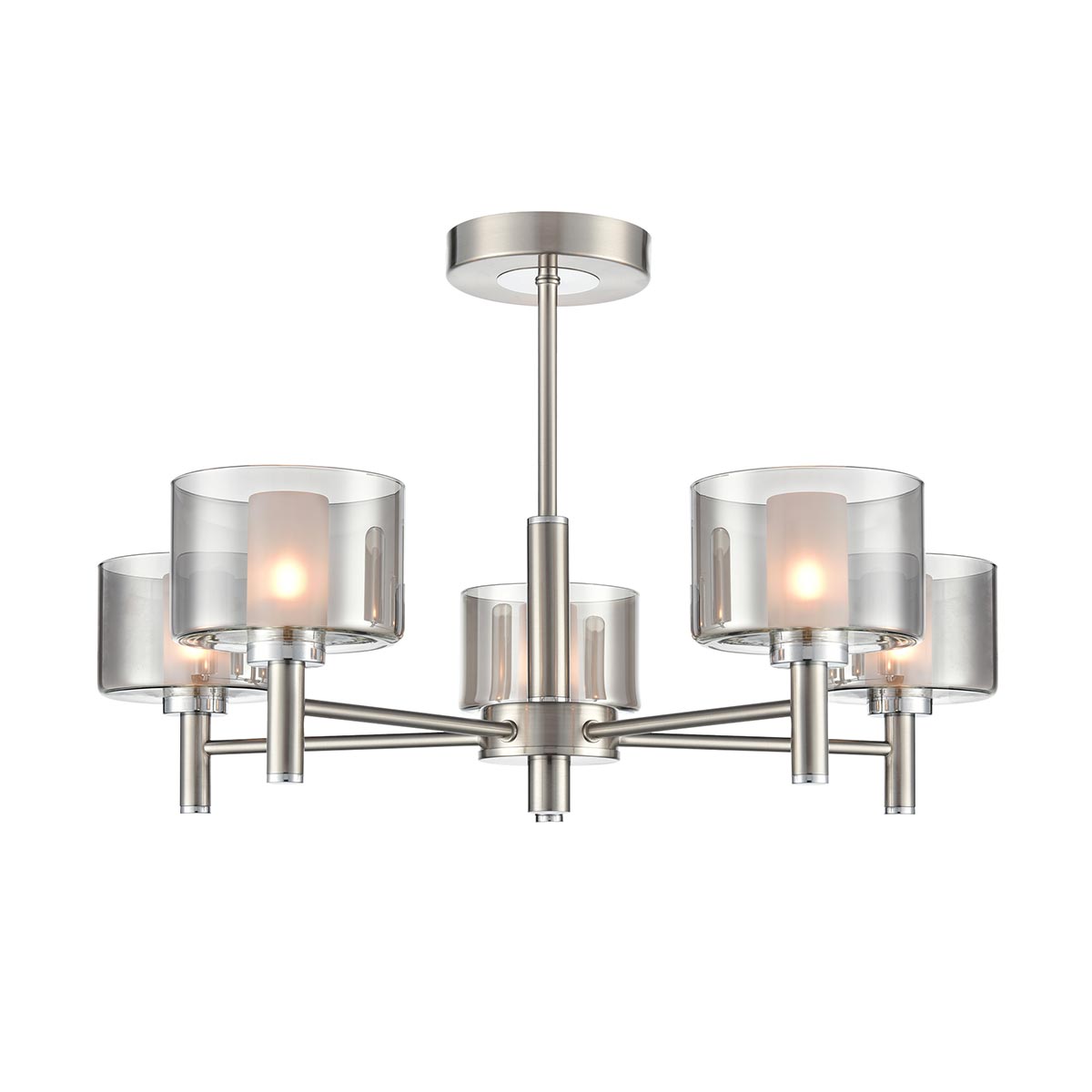 Argento 5 Light Semi Flush Ceiling Light in Satin Nickel