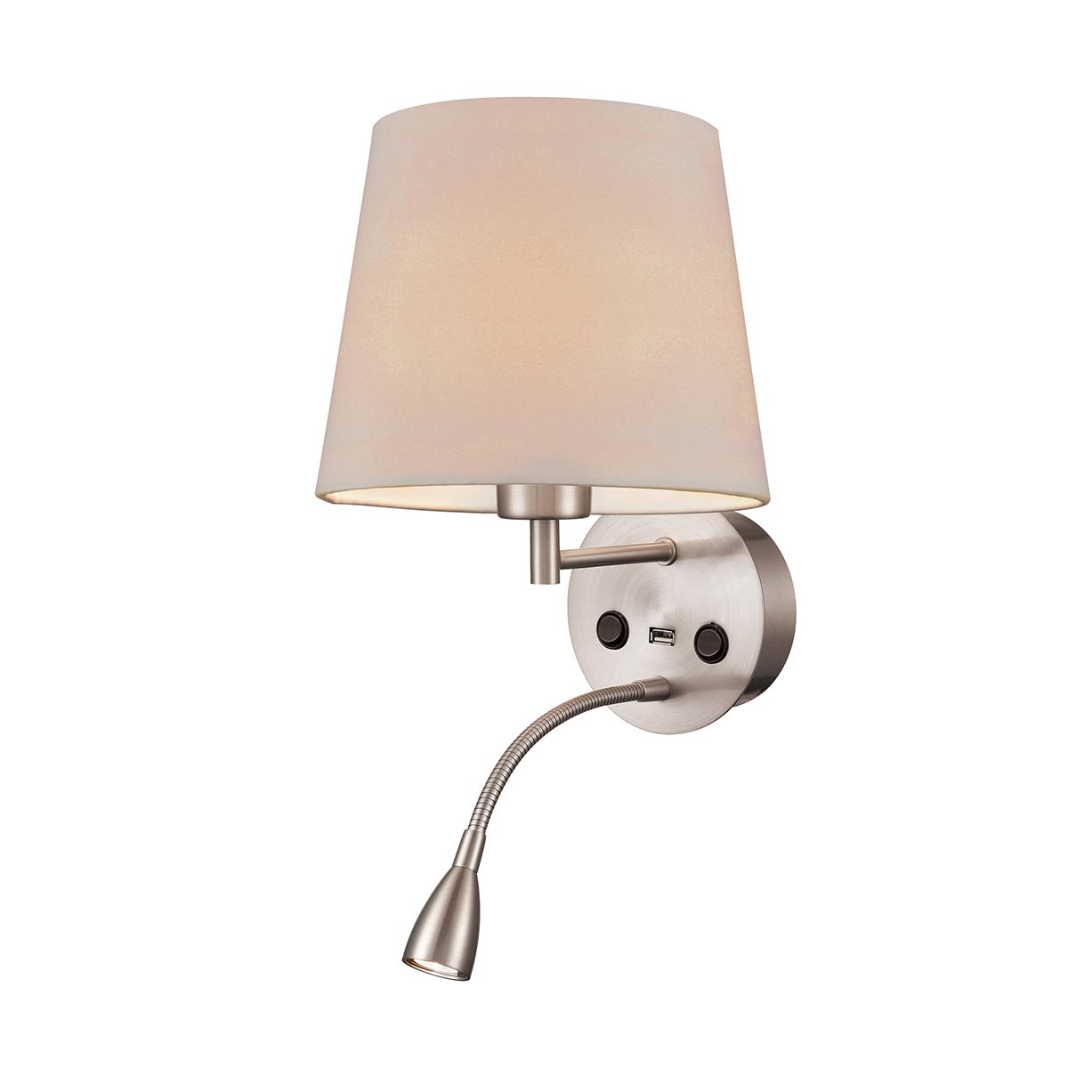 Austen Wall Light with Tapered Shade LED Reading Light & USB