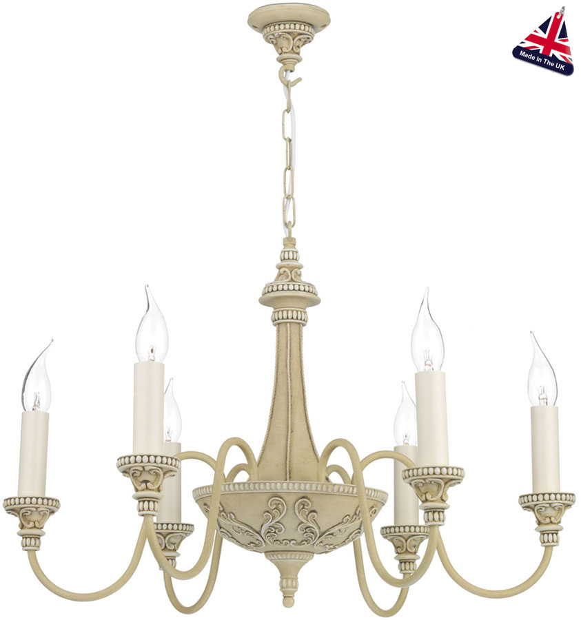 David Hunt Bailey 6 Light Chandelier Antique Cream Traditional