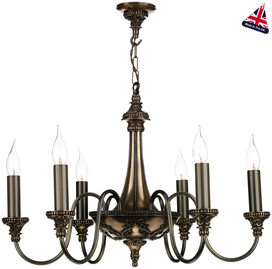 David Hunt Bailey 6 Light Chandelier Rich Bronze Traditional