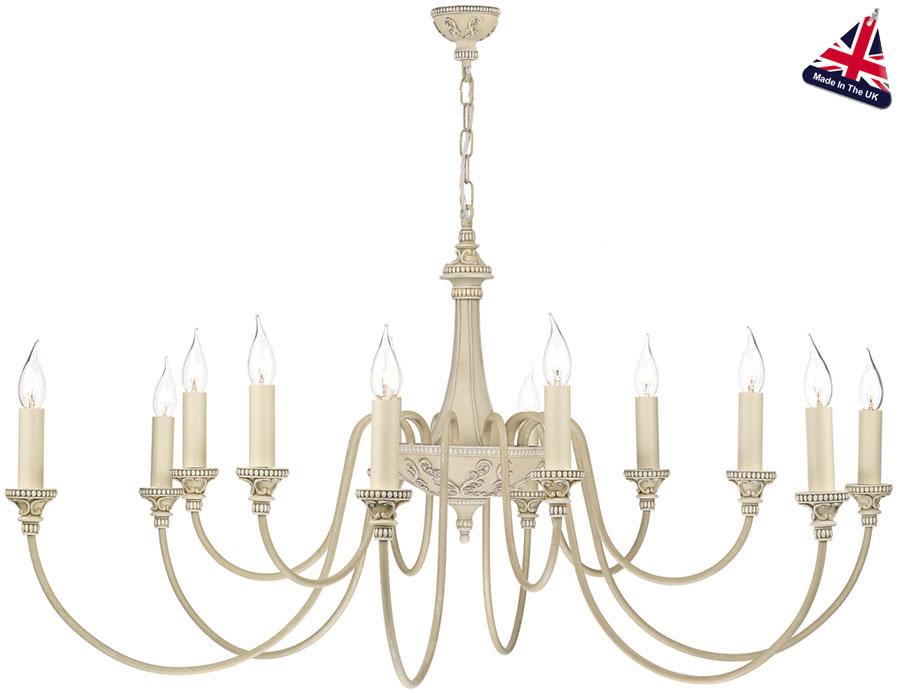 David Hunt Bailey 12 Light Large Chandelier Antique Cream