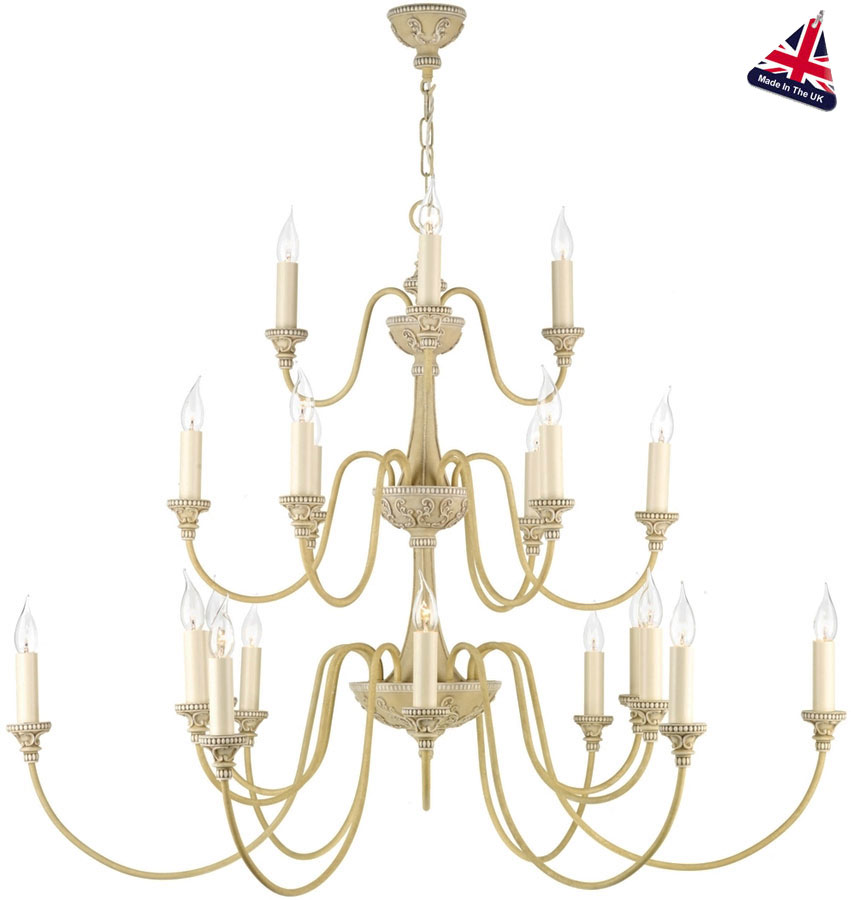 David Hunt Bailey 21 Light Large 3 Tier Chandelier Antique Cream