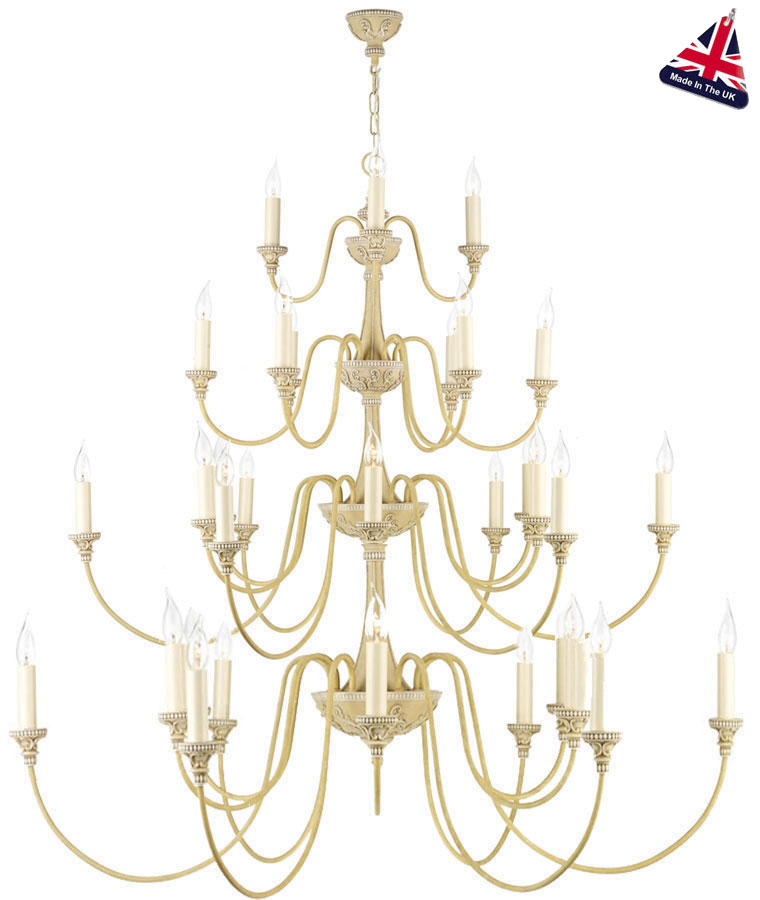 David Hunt Bailey 33 Light Extra Large 4 Tier Chandelier Antique Cream