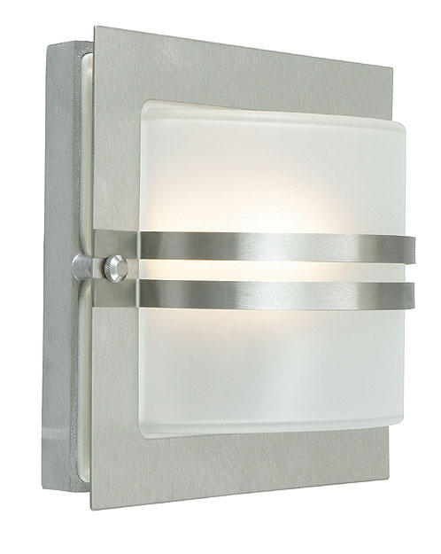 Bern Art Deco Frosted Glass Outdoor Wall Lantern Stainless Steel