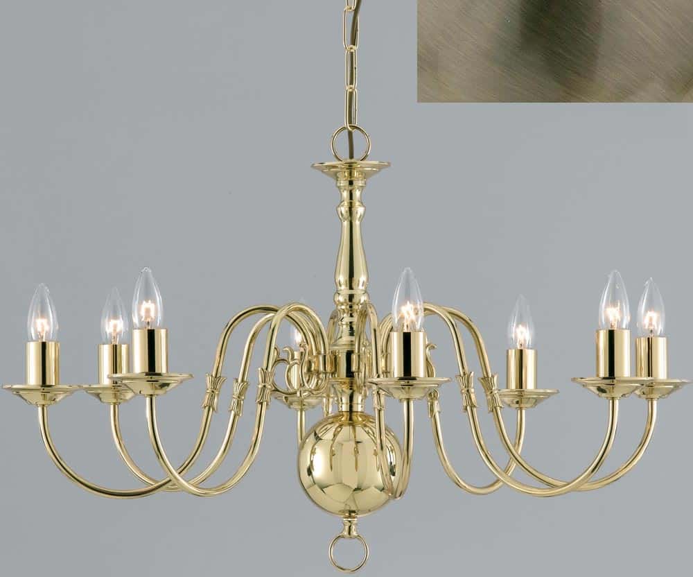 Flemish Solid Brass 8 Light Chandelier Antique Finish