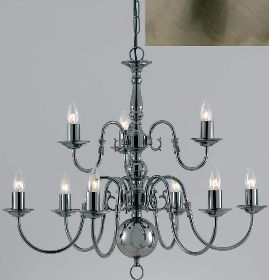 Flemish Solid Brass 9 Light 2 Tier Chandelier Antique Finish