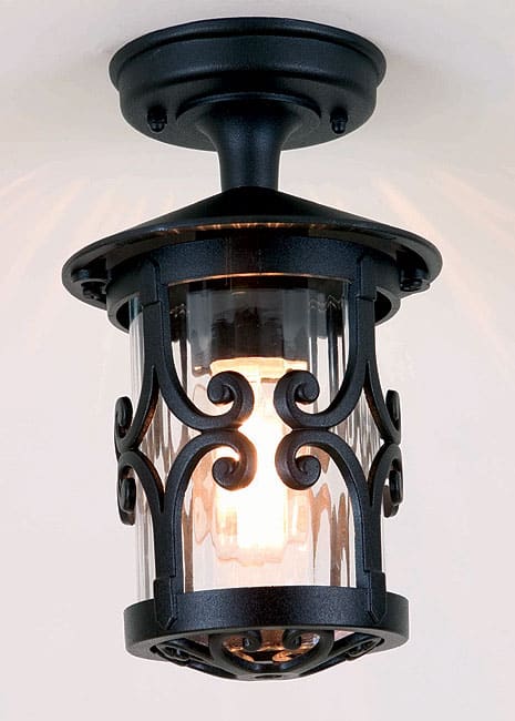 Elstead Hereford Old English Flush Outdoor Porch Lantern Black